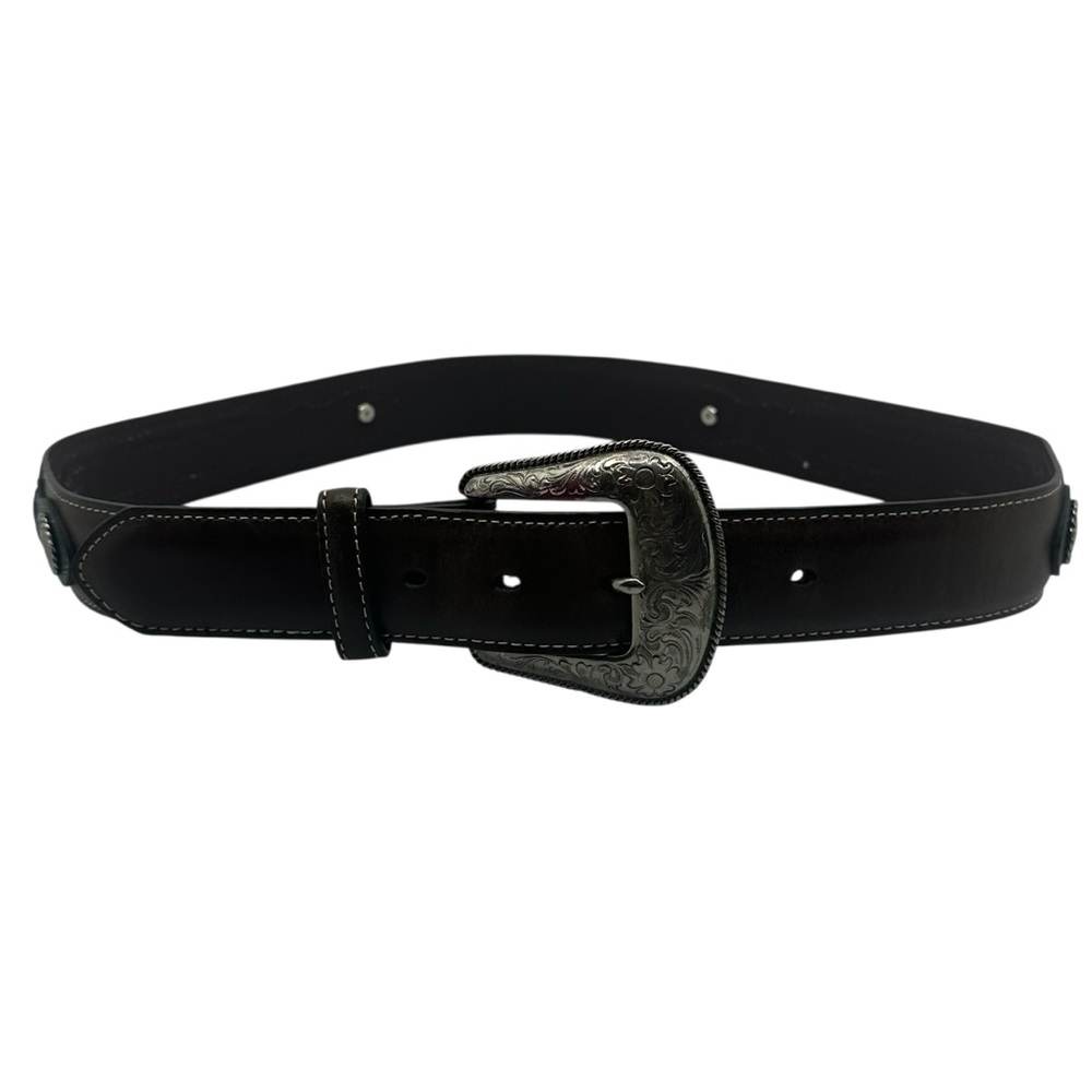 Nocona Belt Men's 34 Brown Leather Ribbon Inlay Concho Western Cowboy N2476044